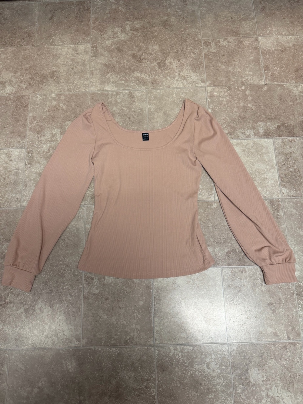 SHEIN Blush Scoop Neck Long Sleeve Top